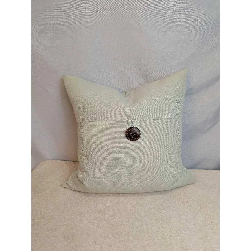 Light Blue Decorative‎ Throw Pillow with Button Accent 21x21
